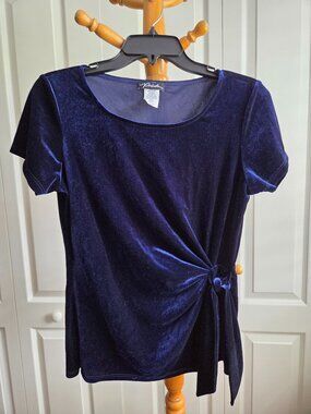Prelude Navy Velvet Side Tie‎ Top size Small